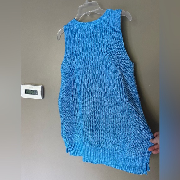 NWT J. MCLAUGHLIN Sweater Vest Blue Amber Woven Top Sleeveless Italian Yarn Sz L - Picture 4 of 9